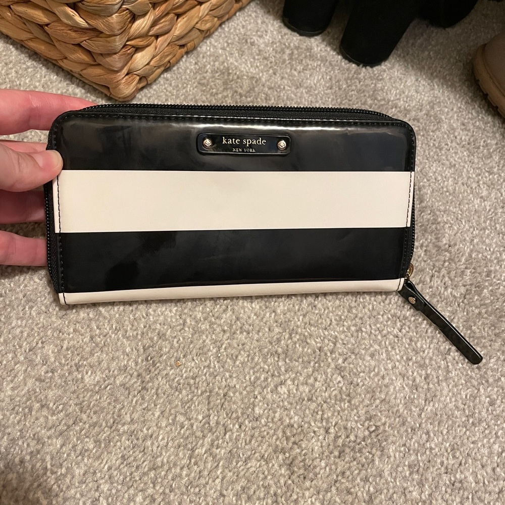 Kate Spade Striped Zip Around Plastic Wallet